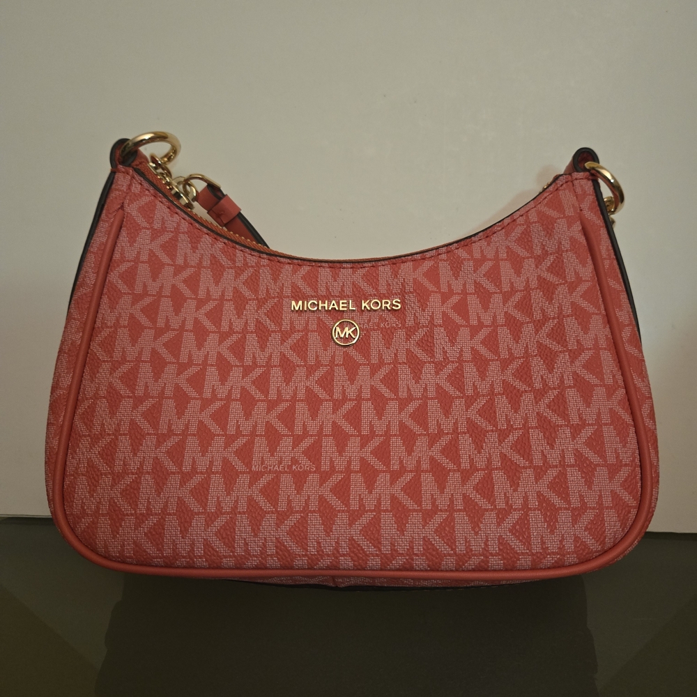 Michael Kors Coral Shoulder Bag with Gold Accents